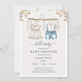 Hello Baby Elegant Boho Clothes Baby Shower Einladung (Vorderseite)
