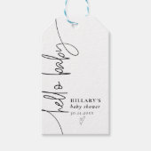 Hello Baby Elegant Calligraphy Baby Shower Geschenkanhänger (Vorderseite)