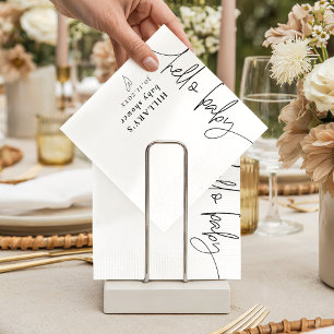 Hello Baby Elegant Calligraphy Baby Shower Serviette