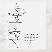Hello Baby Elegant Calligraphy Baby Shower Weinetikett (Einzelnes Label)