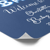 Hello Baby Elegant Dark Blue Baby Dusche Willkomme Poster (Ecke)