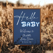 Hello Baby Elegant Dark Blue Baby Dusche Willkomme Poster