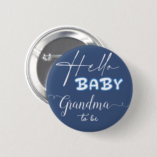 Hello Baby Elegant Dark Blue Oma-to-be Button (Vorne & Hinten)