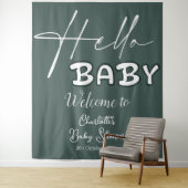 Hello Baby Elegant Dark Green Baby Dusche Hintergr Wandteppich (Beispiel)