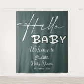 Hello Baby Elegant Dark Green Baby Dusche Hintergr Wandteppich (Vorderseite)