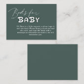 Hello Baby Elegant Dark Green Baby Shower Begleitkarte (Vorne/Hinten)