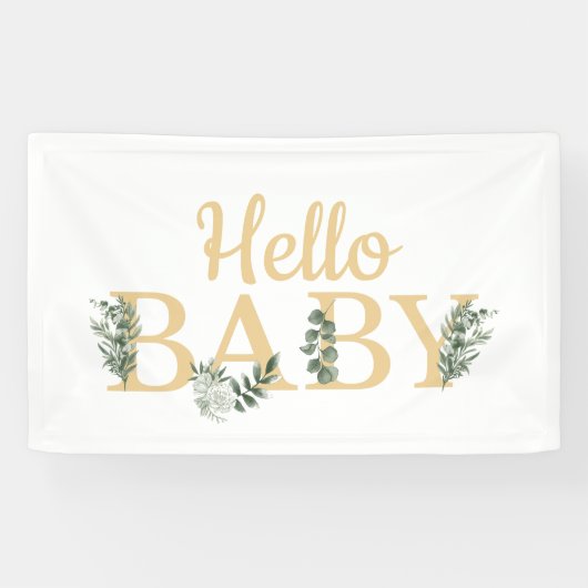 Hello Baby Eucalyptus Banner (Horizontal)