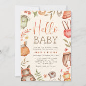 Hello Baby Fall Boho Kleidung Baby Dusche Einladung (Vorderseite)