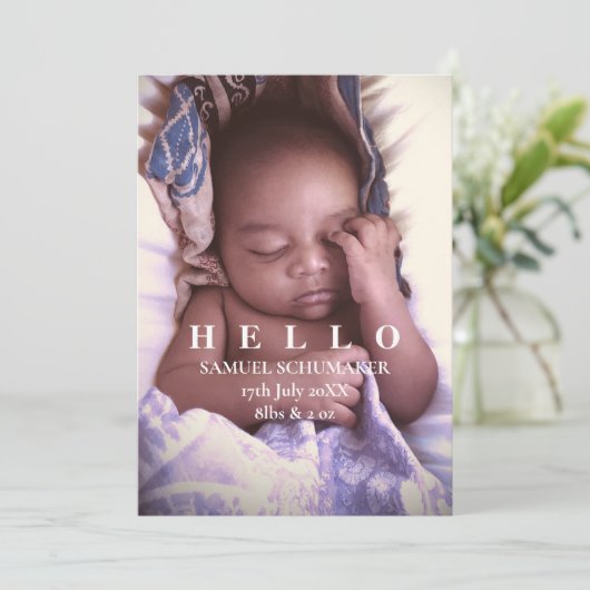 Hello Baby Flat Announccard Ankündigung (Stehend Vorderseite)