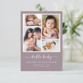 Hello Baby | Foto Collage Birth Ankündigung (Stehend Vorderseite)