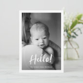 Hello Baby Foto Geburtserklärung Einladung (Stehend Vorderseite)