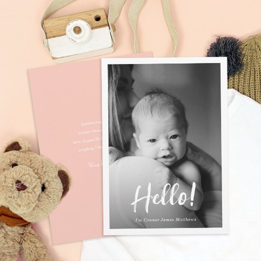 Hello Baby Foto Geburtserklärung Einladung