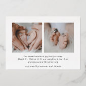 Hello Baby Foto Modern Foil Birth Ankündigung (Rückseite)