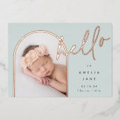 Hello Baby | Geburtsankündigung von Foil Folieneinladung (Vorderseite)