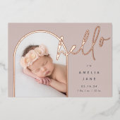 Hello Baby | Geburtsankündigung von Foil Folieneinladung (Vorderseite)