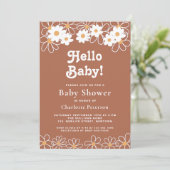 Hello Baby Gender-Neutral Daisy Baby Dusche Einladung (Stehend Vorderseite)
