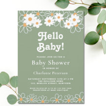 Hello Baby Gender-Neutral Daisy Green Baby Dusche