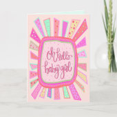 Hello Baby Girl Niedlich Pink Modern Whimsical Karte (Vorderseite)