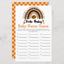 Hello Baby Girl Pumpkin Baby Dusche Name Game