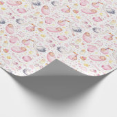 Hello Baby Girl – Watercolor Pattern Design Geschenkpapier (Ecke)