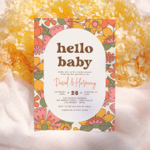 Hello Baby | Groovy Retro Blume Boho Babydusche