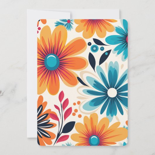 Hello Baby Groovy Retro Boho Blume Babydusche Einladung (Rückseite)