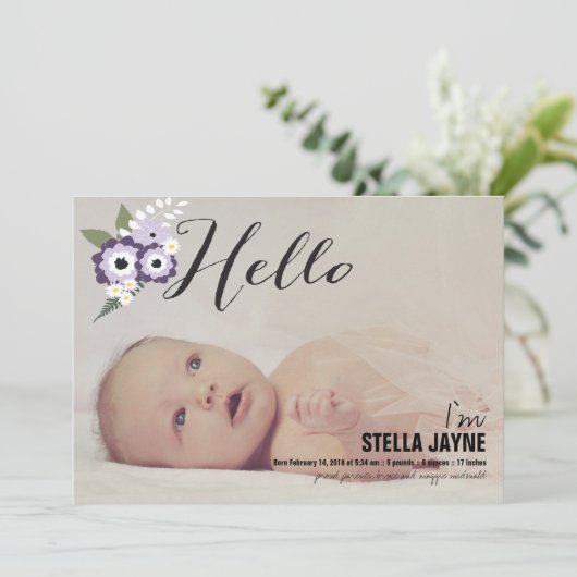 Hello Baby | Kinderankündigung Ankündigung (Stehend Vorderseite)