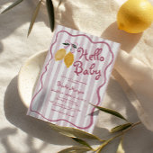 Hello Baby Lemon Bows Girls Baby Shower Einladung