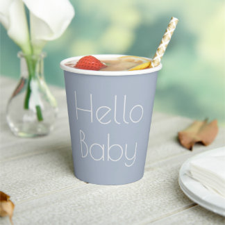 Hello Baby Minimal Clean Blue Boy Typografie Pappbecher