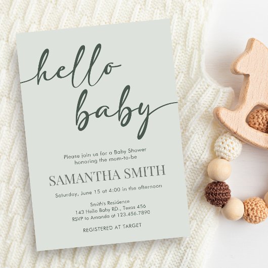 Hello Baby Minimalist Baby Shower Invitation Einladung
