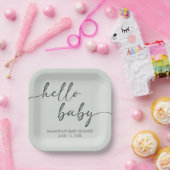 Hello Baby Minimalist Baby Shower Pappteller (Party)