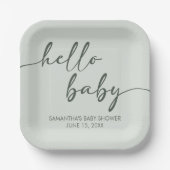 Hello Baby Minimalist Baby Shower Pappteller (Vorderseite)