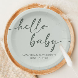 Hello Baby Minimalist Baby Shower Pappteller