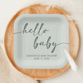 Hello Baby Minimalist Baby Shower Pappteller