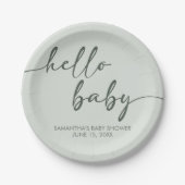 Hello Baby Minimalist Baby Shower Pappteller (Vorderseite)