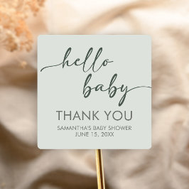 Hello Baby Minimalist Baby Shower Quadratischer Aufkleber