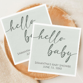 Hello Baby Minimalist Baby Shower Serviette
