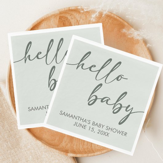 Hello Baby Minimalist Baby Shower Serviette