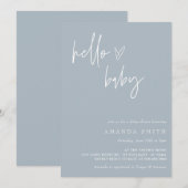 Hello Baby Minimalistisch Boho Blue Boy Baby Dusch Einladung (Vorne/Hinten)