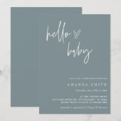 Hello Baby Minimalistisch Boho Blue Boy Baby Dusch Einladung (Vorne/Hinten)