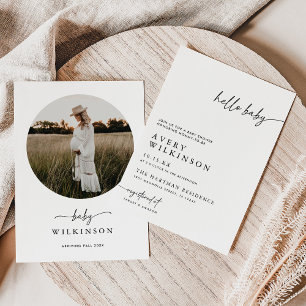 Hello Baby Minimalistisch Boho Foto Babydusche Einladung