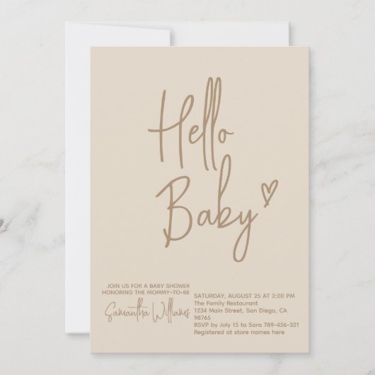 Hello Baby Minimalistisch Gender Neutral Baby Dusc Einladung (Vorderseite)