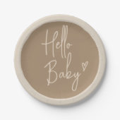 Hello Baby Minimalistisch Gender Neutral Baby Dusc Pappteller (Vorderseite)