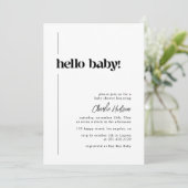 Hello Baby Minimalistisch Retro Baby Dusche Einladung (Stehend Vorderseite)