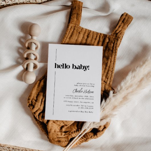 Hello Baby Minimalistisch Retro Baby Dusche Einladung