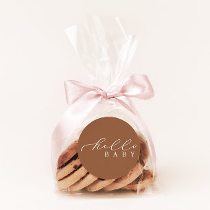 Hello Baby Minimalistisch Script Baby Dusche Runder Aufkleber