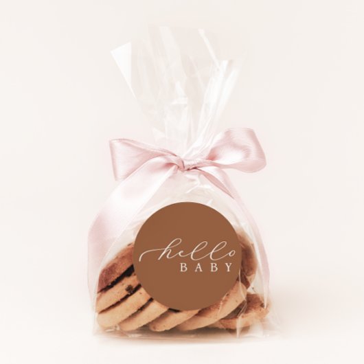 Hello Baby Minimalistisch Script Baby Dusche Runder Aufkleber