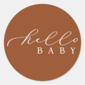Hello Baby Minimalistisch Script Baby Dusche Runder Aufkleber (Vorderseite)