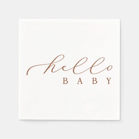 Hello Baby Minimalistisch Script Baby Dusche Serviette (Vorderseite)