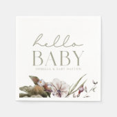 HELLO BABY | Minimalistische Größe und Elfenbeinma Serviette (Vorderseite)